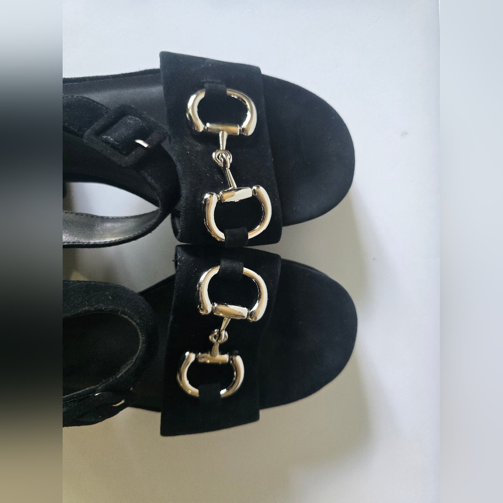 Jeffrey Campbell Timeless Suede Horse Bit Platform Sandals - Picture 7 of 12